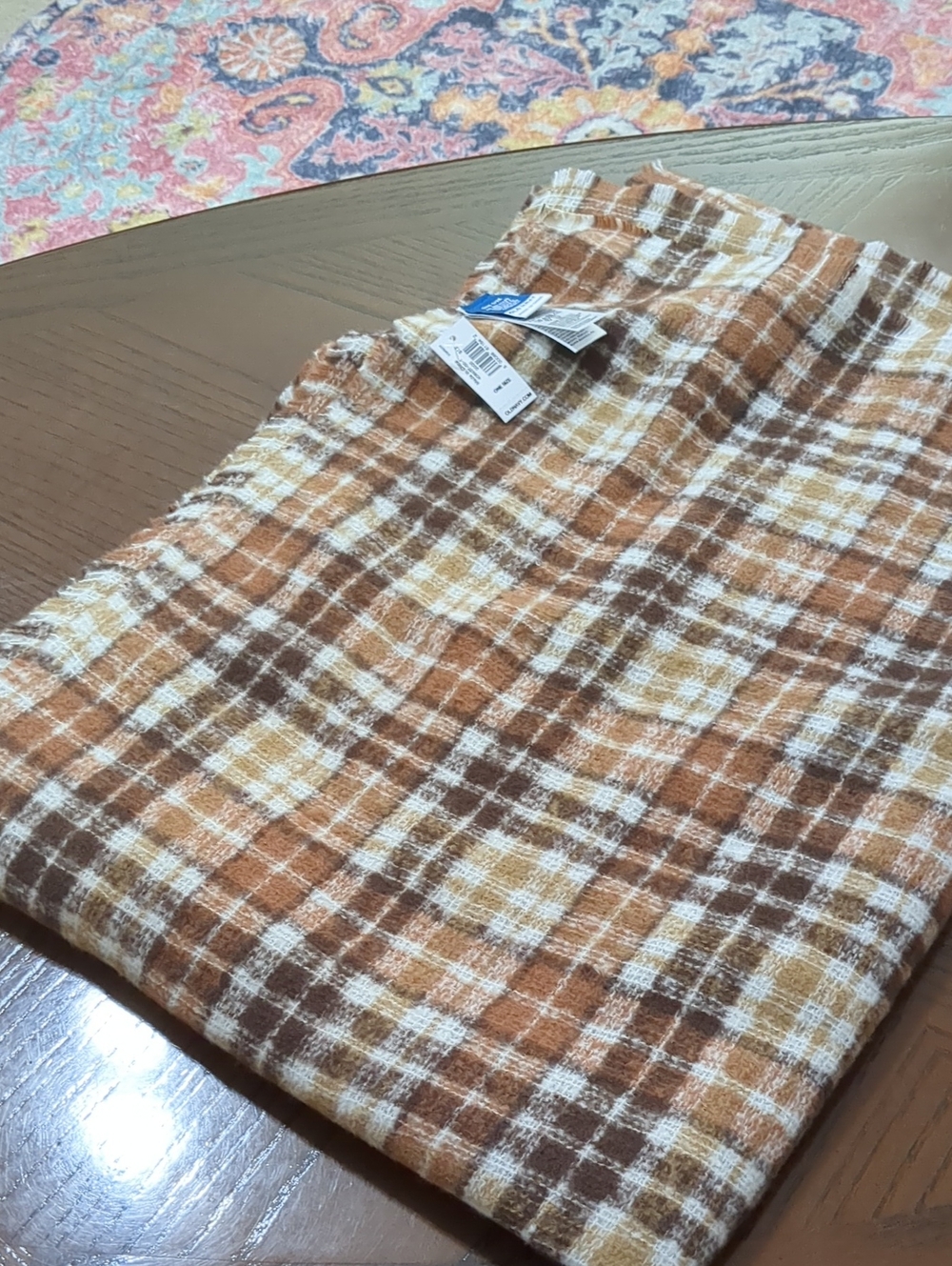 Old Navy Plaid Scarf Wrap in Brown and Cream Tones